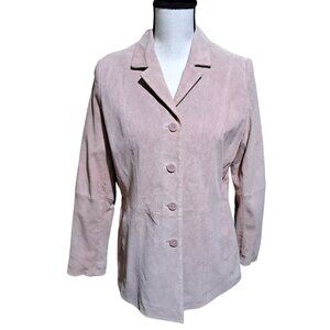 Parisian Signature Pink Suede Leather Blazer Jacket 2 Pocket SZ Large Vintage